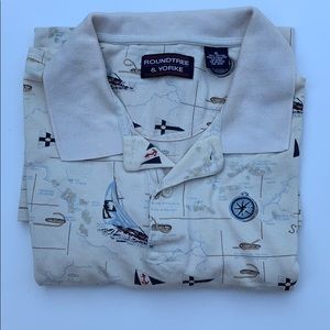 Roundtree & Yorke - Vintage 90s Sailboat/Map Polo